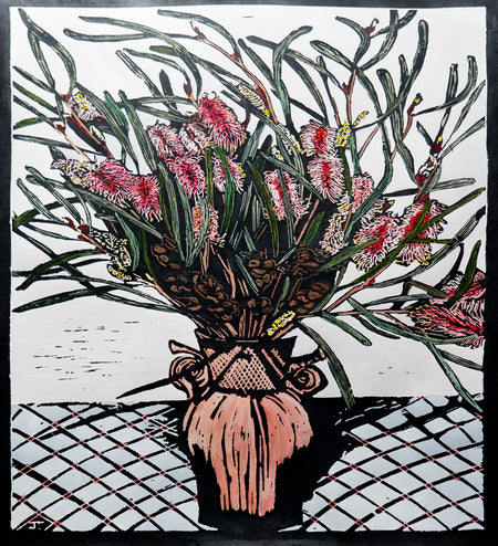 Blossoms In Striped Vase